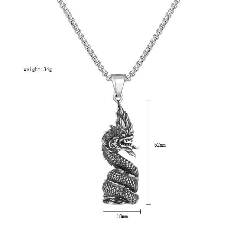 Retro Domineering Dragon Pendant, Zodiac Necklace, Trendy Men's Hip-hop, Dark Creativity, Trendy Accessories