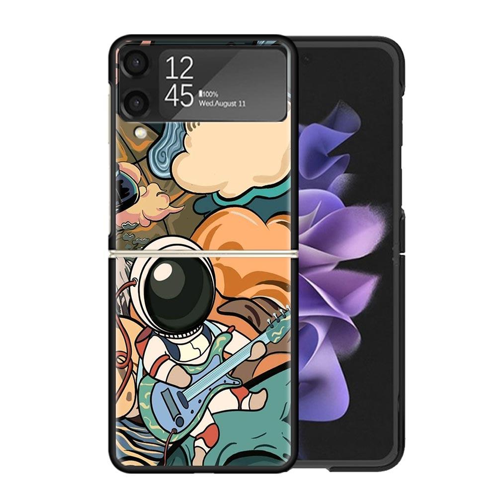 Cartoon Planet Astronaut Stern Rakete Hüllen Für Samsung Galaxy Z Flip 4 5 6 7 3 Z Flip7 Flip6 Flip4 Flip5 Flip3 5G Hart Stoßfest