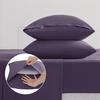 JELLYMONI Sheet Set King Size 4pcs Cotton Purple Easy-Fit 16 Inch Deep Pocket 100% Washed Cotton Soft Breathable (1 Fitted Sheet