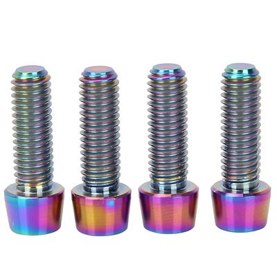 4pcs M6*18mm Bicycle Titanium Alloy Tapered Bolts Mountain Bike Stem Fixed Screws