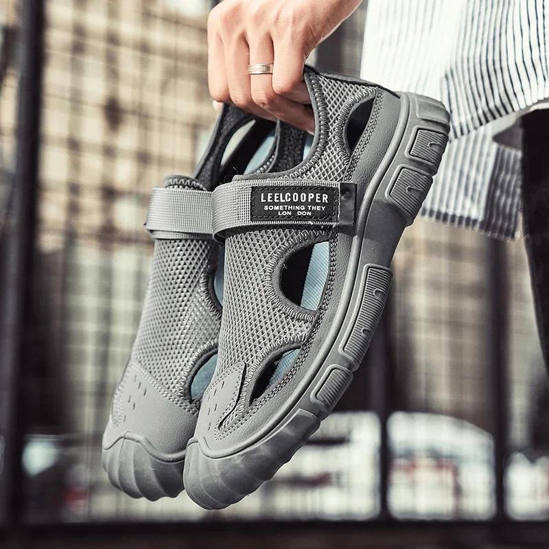 New Summer Breathable Sandals Outdoor Net Surface Beach Shoes Leisure Hollow Deodorant Soft Sole Wear-resistant Frame Shoes