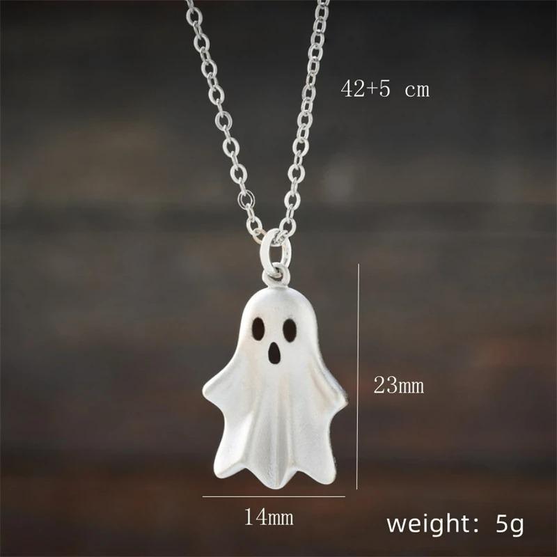 Cute ghost halloween earrings women's girl fashion little ghost ring necklace party halloween jewelry gift