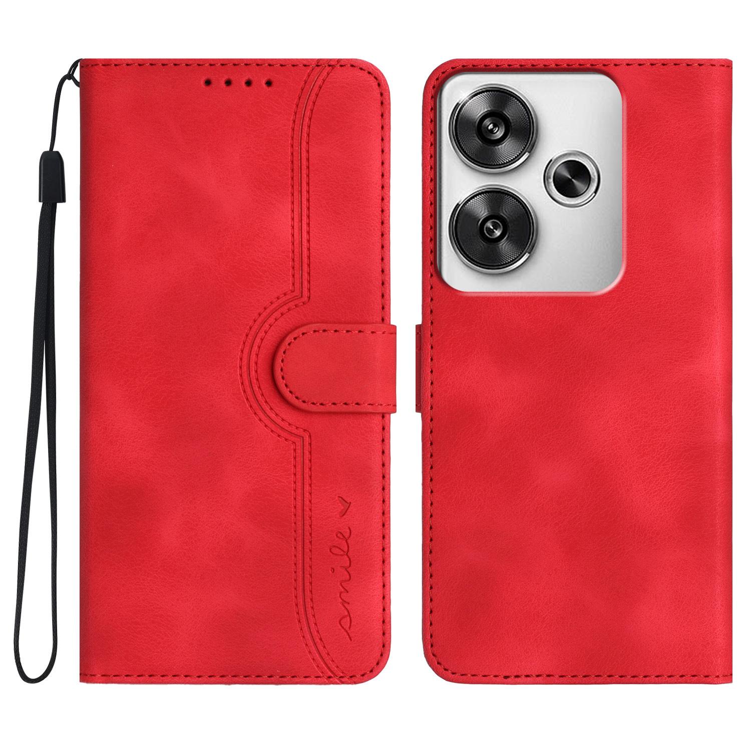

YX0030 For Xiaomi Redmi Turbo 3 5G/Poco F6 5G Case Smile Letter Phone Leather Cover Red