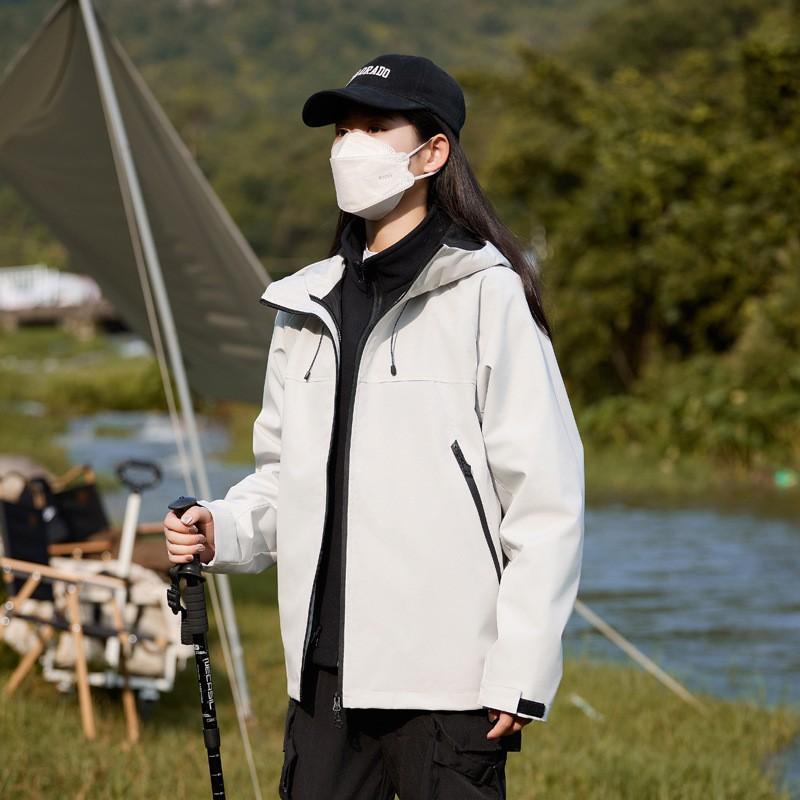 Men Women Waterproof Windproof Hiking Jacket With Fleece Inner Layer Winter Outdoor Activities