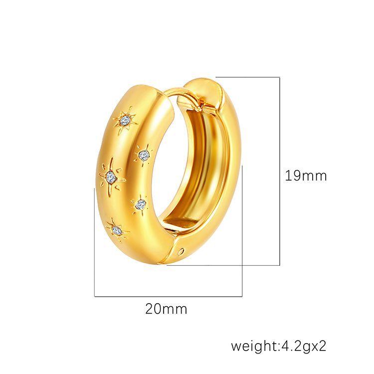 Französische Retro-Temperament Diamant-Ohrringe Rund Schlicht Achteckig Stern-Ohrringe Modisch Leichter Luxus Vielseitige Damen-Ohrstecker