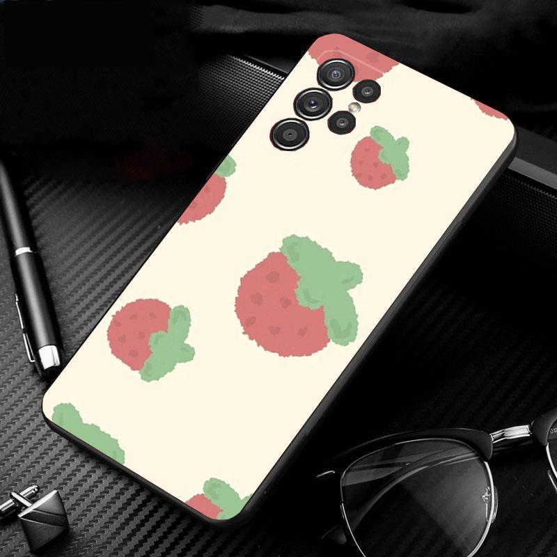 Phone Case For Samsung Galaxy S26 S25 S24 S23 S22 Ultra S23 S22 S25 Plus S24 FE S26Edge Strawberry Cat Cartoon