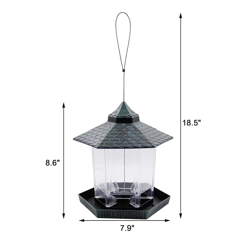 Waterproof Garden Gazebo Hanging Wild Bird Feeder Outdoor Container With Hang Rope Pet Birds Feeding House Type Bird Feeder