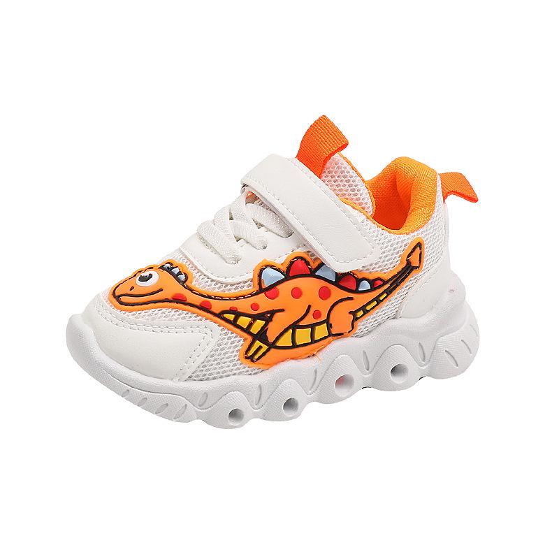 Beliebte Kinder-Dinosaurier-LED-Licht-Sneaker - Atmungsaktive Slip-on-Schuhe aus Mesh für Frühling & Herbst