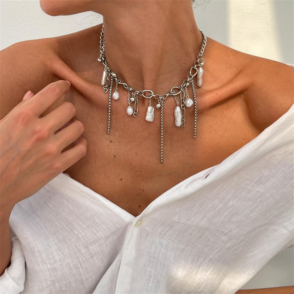 Heart Pendant Pearl Necklaces for Women Imitation Pear Winding Choker Star Leaf Cross Tassel Link Pendant Necklace Women Wedding Party