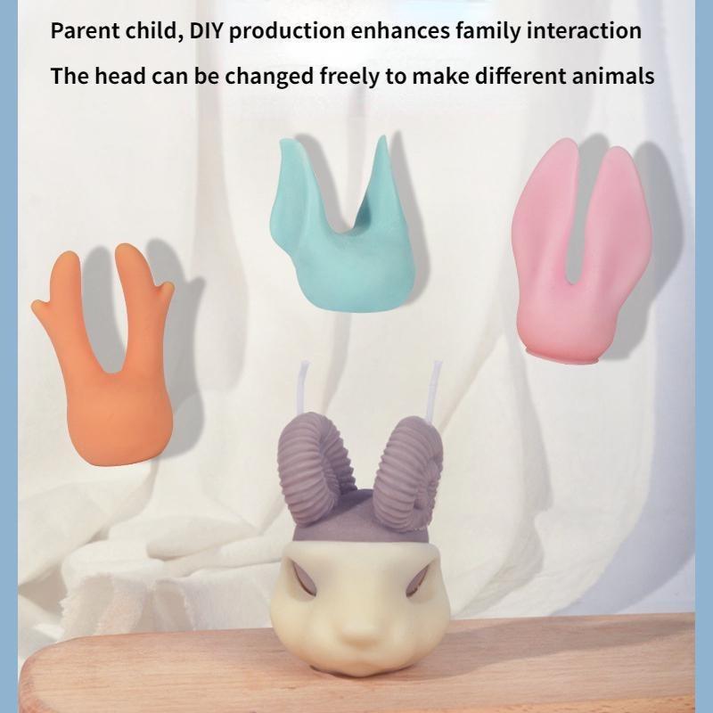 2PCS/SET Zodiac Incense Candle Silicone Mold DIY Rabbit Animal Combination Set Plaster Decoration Mold