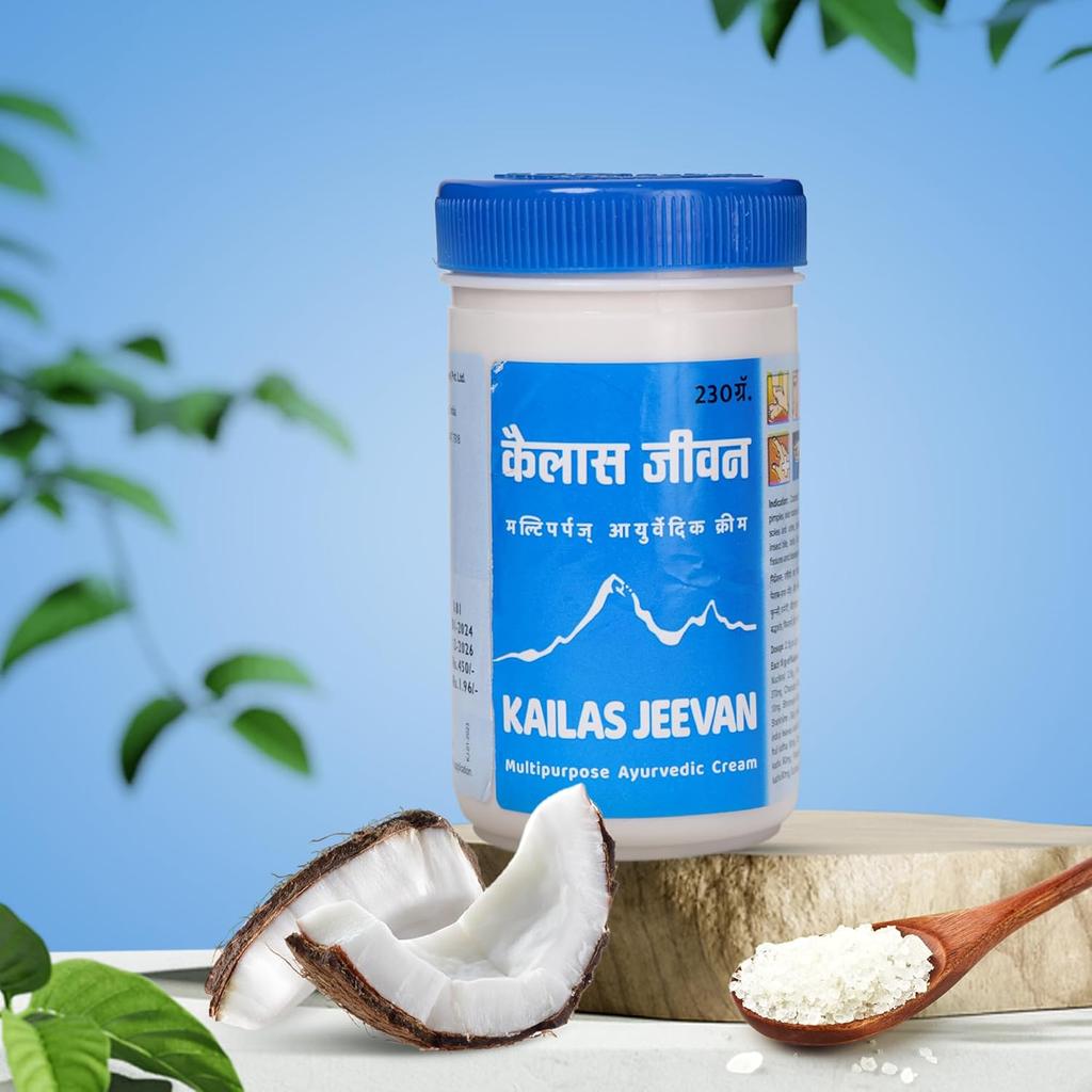 Kailas Jeevan Ayurvedic Multipurpose Cream 230g Jar for Dry Cracked Feet and Heel Care