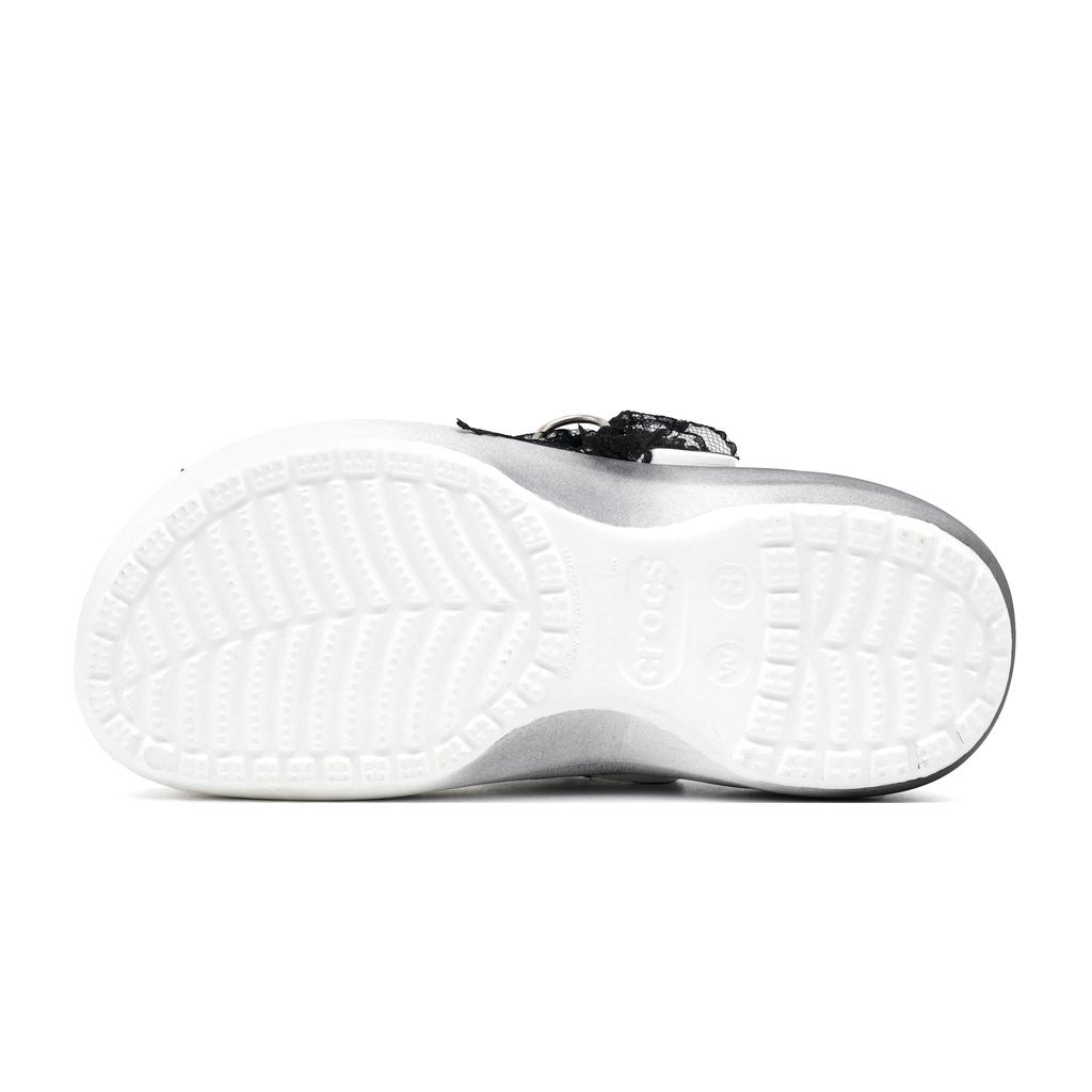 Crocs Classic Platform Clog Miss Baroque EVA French Lace Fashion Comfortable Versatile Hole Shoes Women's White