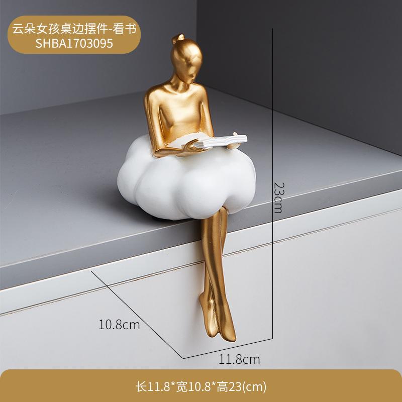 Sitting ballet girl art Golden sculpture Sitting posture ornament home accessories Statuettes Figurines office decor Statues