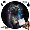 Non-Toxic Interstellar Wooden Puzzle Painted Black Cat Animal Wood Puzzles Round Shaped Jigsaw Puzzle Best Gift For Kid Funny Toy