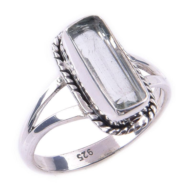 Natural Green Amethyst Gemstone Handmade 925 Solid Sterling Silver Ring S.6 t9R12