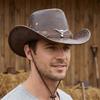 Ethnischer Stil Western Cowboyhut Kunstleder Ritterhut Coole Schirmmütze Radfahren