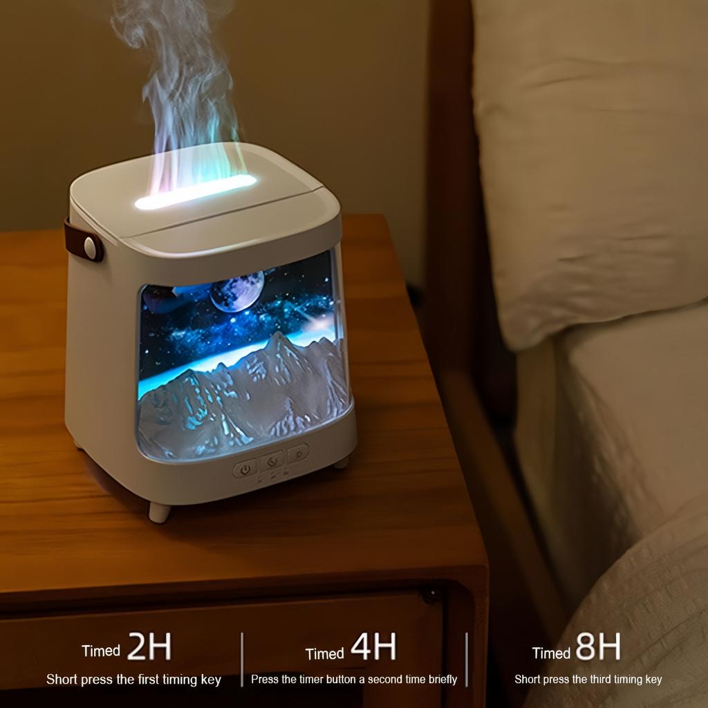 200ML Flame Essential Oil Mist Diffuser Aromatherapy Humidifiers with 7 LED Color Light Timer & Remote Control, for Bedroom
