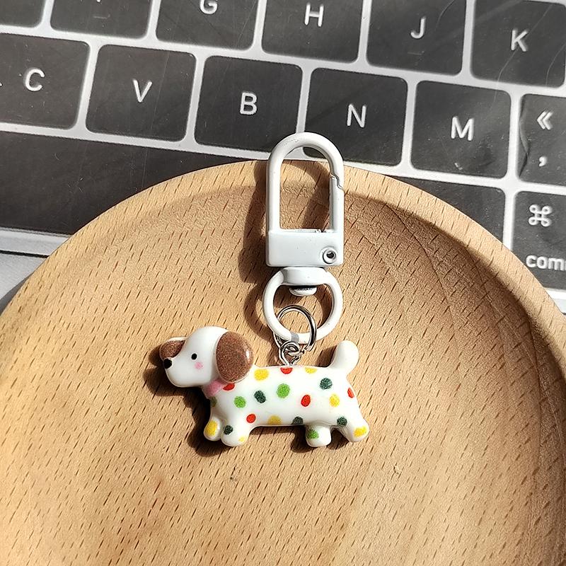 Resin Cute Colorful Dachshund Puppy Keychains For Women Men Funny Cartoon Dog Animal Pet Bag Airpods Box Car Key Ring Jewelry