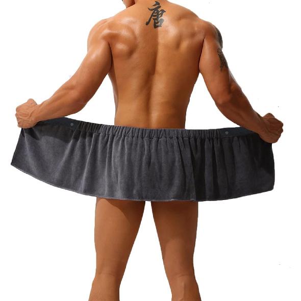 Men Soft Wearable Bath Towel Short Pants Soft Mircofiber Swimming Beach Towel Blanket Toalla De Playa (Color : Gray, Size : 27 x 140cm)