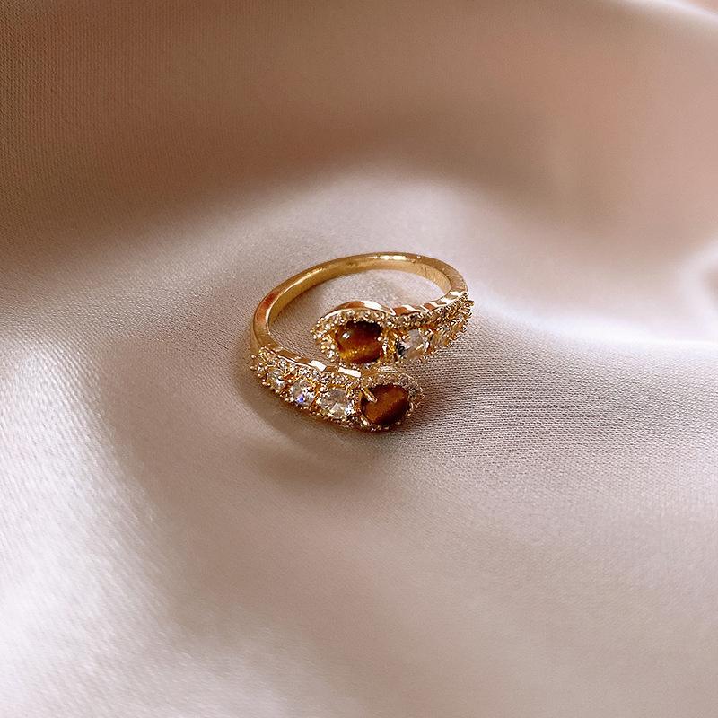 Vintage Palast Blumenring Diamantstil Leichter Luxus Premium Zeigefinger Schmuck