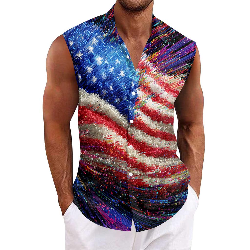 Men's Hawaiian Lapel Button-down Shirt T-shirt Top