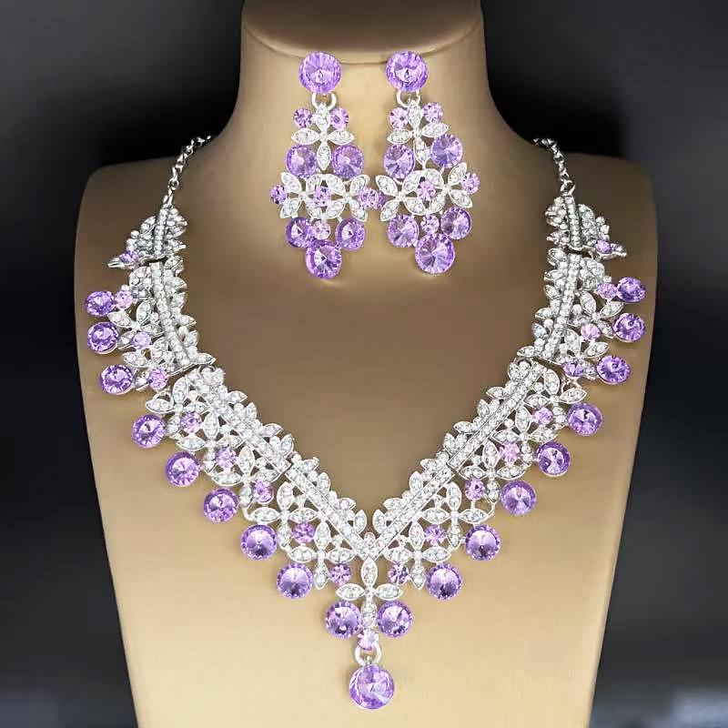 2025 Bridal Rhinestone Necklace & Earring Set: Elegant European-American Wedding Accessories