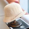Autumn and Winter Lamb Wool Coarse Tweed Simple Front Warping Edge Basin Hat Warm Casual Temperament Knitted Bucket Hat
