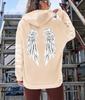 Damen Fleece Hoodie mit Engelsflügel-Print - Lockerer Casual Herbst Pullover mit Taschen