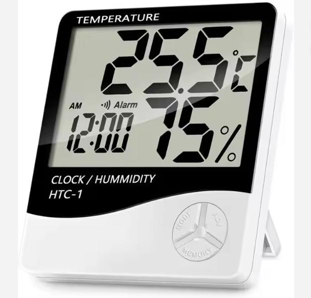 Indoor Thermometer LCD Digital Clock Thermometer Hygrometer Temperature Humidity Tester