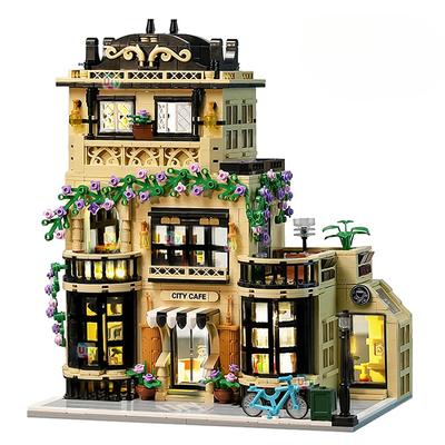 Street View Restaurant de Café Modulaire Rétro Maison Fleurie avec Ensembles de Blocs de Construction d'Architecture Jouets pour Enfants