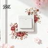 Kitchen Switch Decoration Removable Flower Sticker Waterproof Peel And Stick Light Colorful Decal for Living Room Bedroom Bathroom Decor Wall