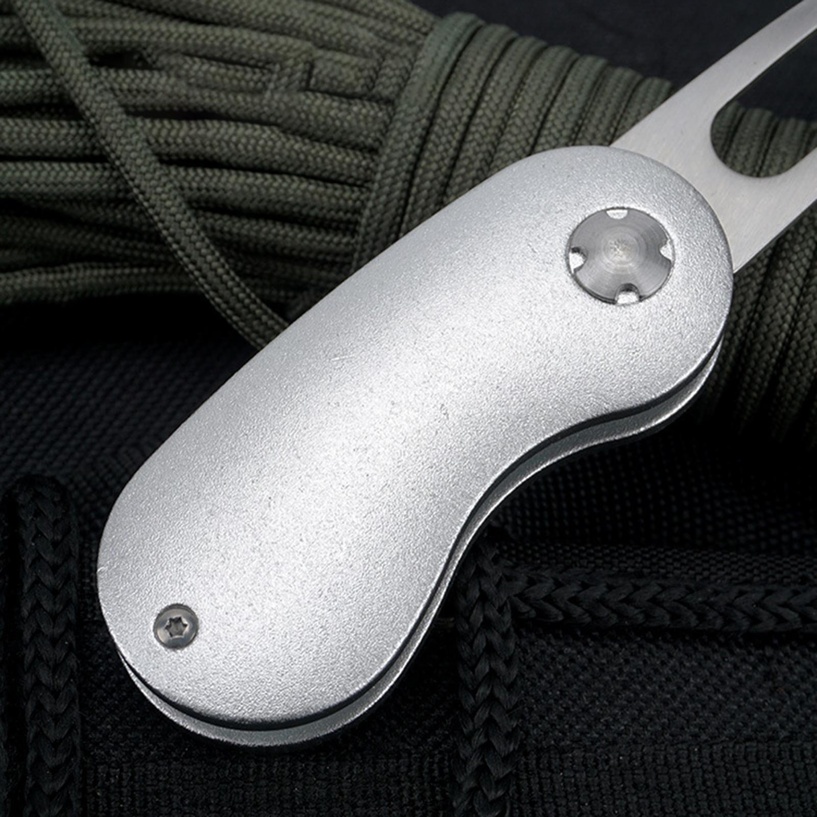 Foldable Golf Divot Tool Set for Putting Green Repair Silver