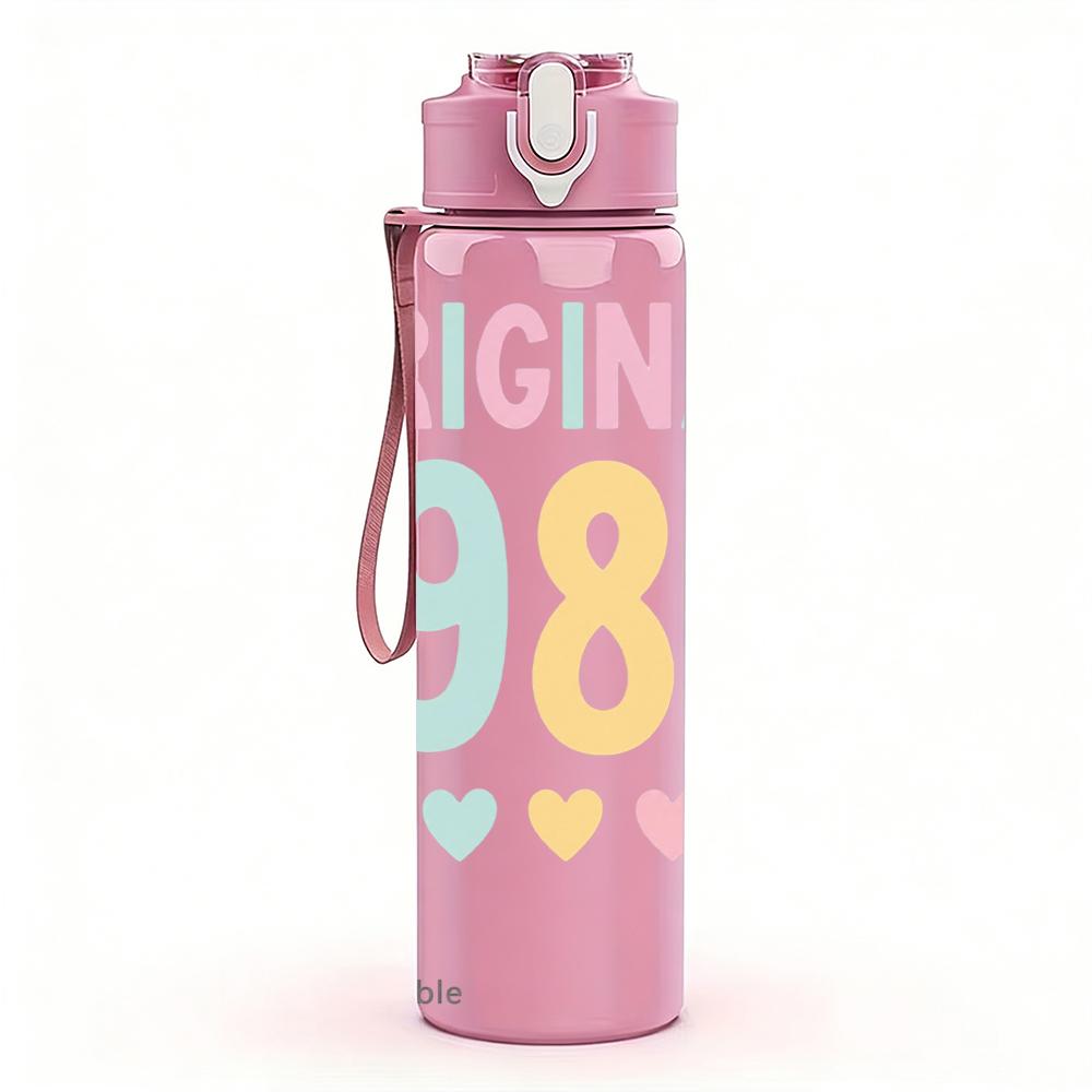 1PC Original 1986 Pastel Text 750ml Color Plastic Sports Water Bottle Leakproof Flip Straw Lid Suitable for Sports Office Home Use