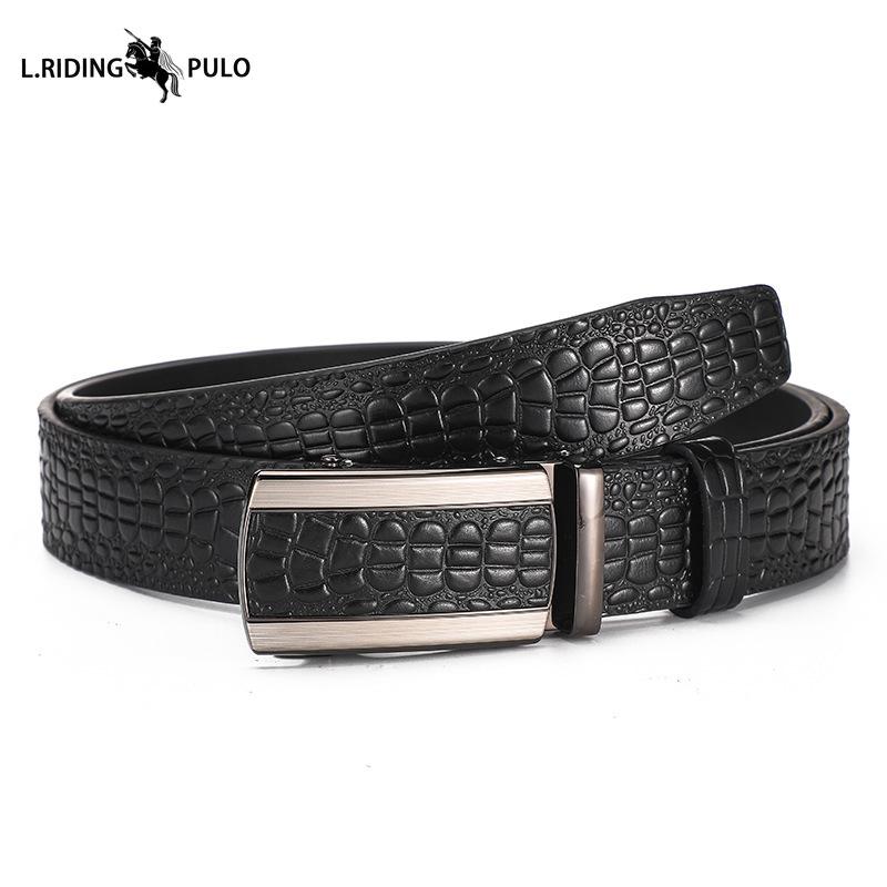 Crocodile Leather Men's Belt Automatic Business Casual Belt Belt High-grade First Layer Cowhide Fashion Belt