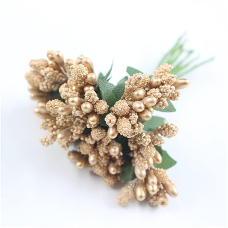 Mini Artificial Stamen Bud Bouquet Leaf Flower for Home Garden Wedding Car Corsage Decoration Box Crafts Supplies.