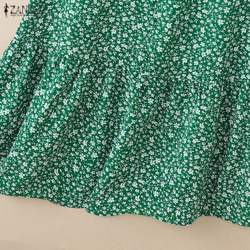 ZANZEA Women Casual V-Neck Floral Print Short Sleeve Dress