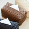 Faux Leather Tissue Box Holder Easy Maintenance Rattan Stain-resistant Tissue Case