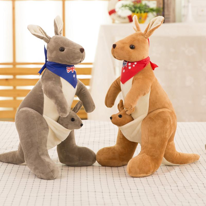 35Cm Lovely Mother & Child Kangaroo Plush Toys Plushie Pillow Big Size Stuffed Dolls For Baby Room Decor Birthday Christmas Gift