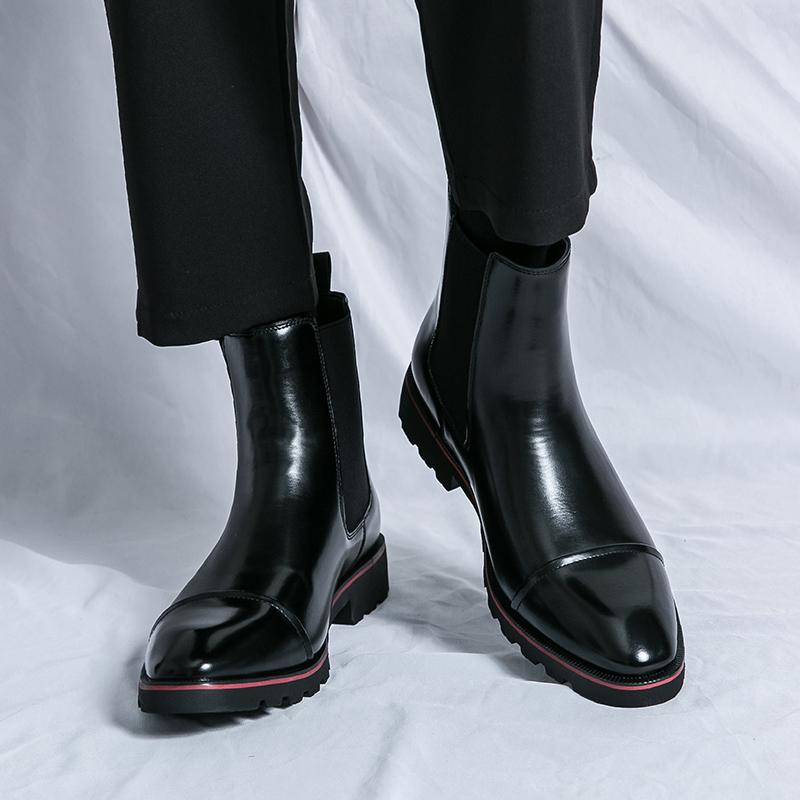 Fashion Fashion Male Chelsea Boots Slip on Casual Leather Ankle Boots Fashion British Style Short Botas 2025 New Men's High Top Shoes