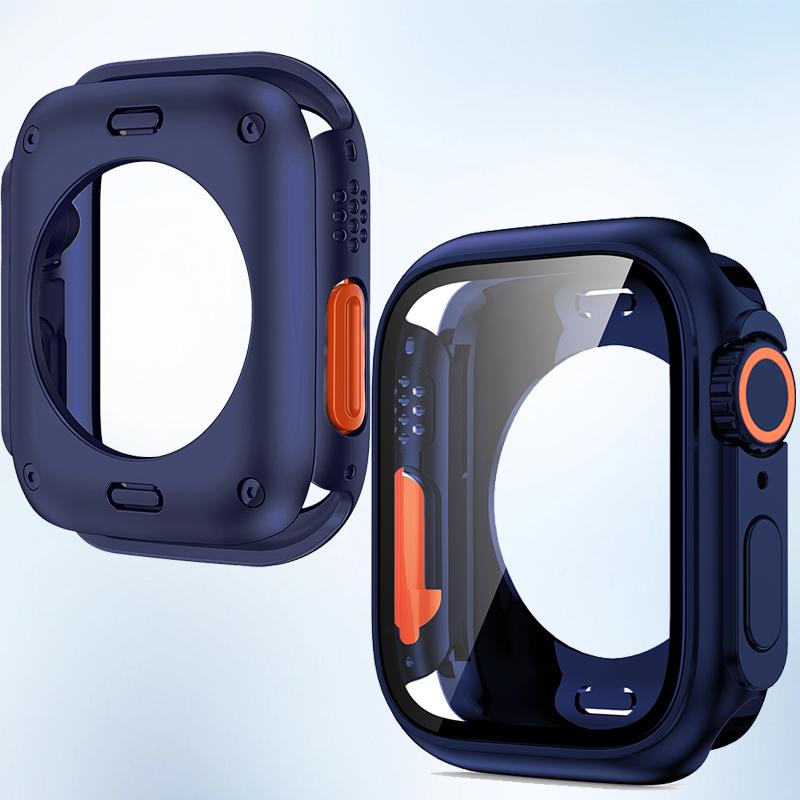 Screen Protector Cover for Apple Watch 44mm 45mm 46mm 42mm Hard PC Front Rear Bumper Case for Iwatch 10 9 8 7 6 Change To Ultra