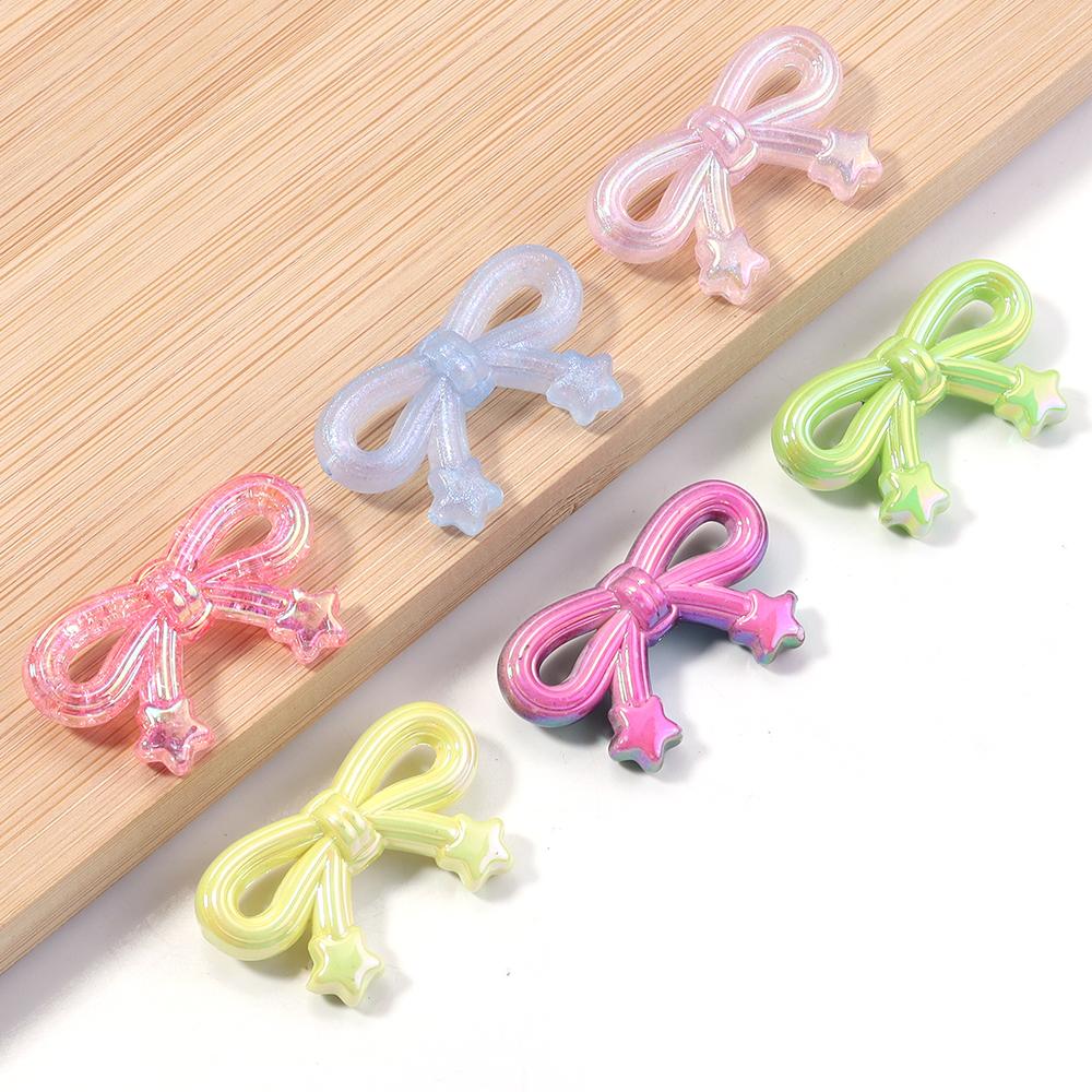 10pcs/lot 19.5x33.5mm Acrylic Bowknot Beads Multicolor Bow Star Loose Spacer Beads For DIY Earrings Necklace Jewelry Accessories