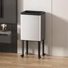Stainless Steel Kitchen Trash Can Large Capacity Luxury Trash Bin With Wheel Lidless Wastebasket Room Cleaning Home Supplies