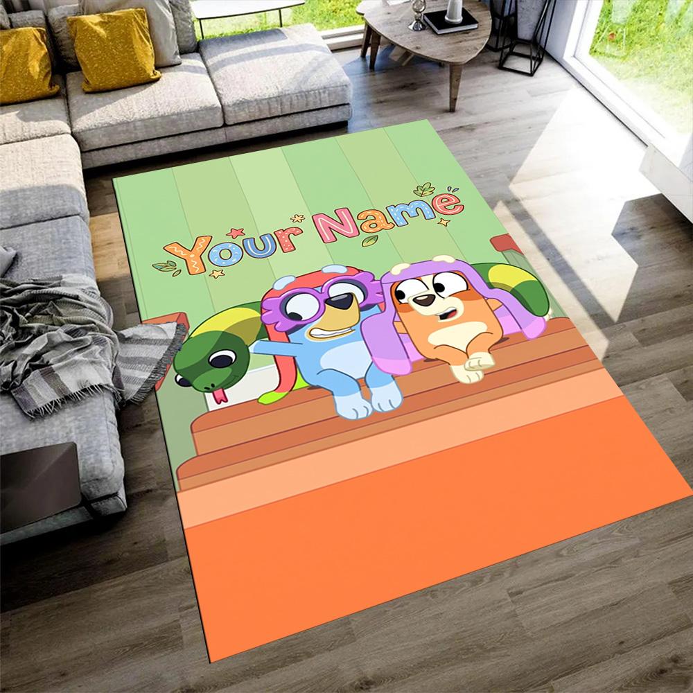 Bluey Personalized Text Area Rug Suitable for Playrooms Study room Hallway Living Rooms Anti-slip Rug Office home decor Birthday/Christmas Gift