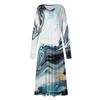 Women's - And Winter Casual Fashion V-neck Long Sleeve Stripe Print Long Dress Suitable For Daily Life And Party Wear