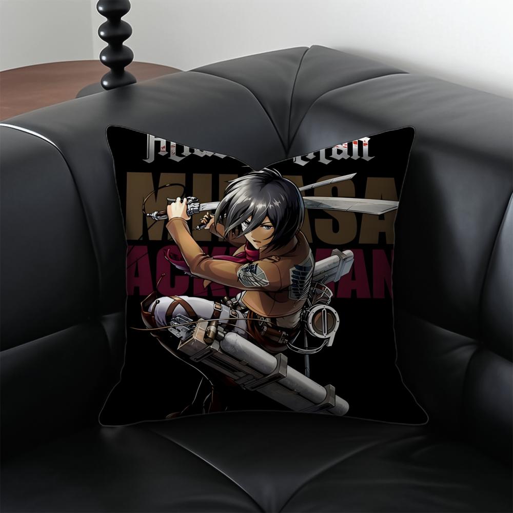 Anime Epic AAttack on TTitan Cushion Cover Pillow Case Antidustmite Invisible zipper silky short plush Sofa cushion