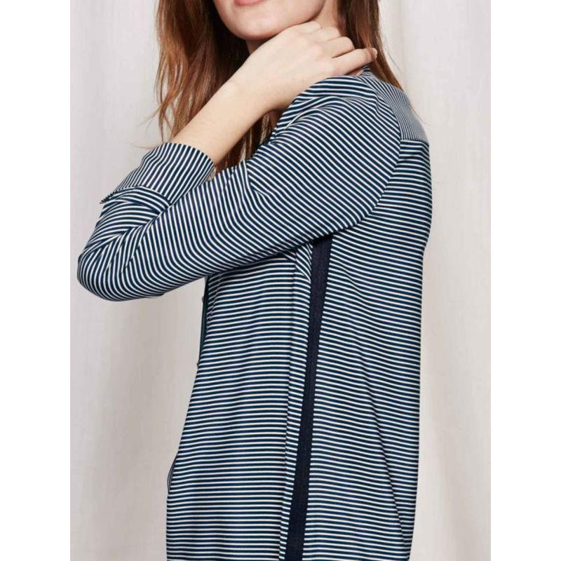 Blue Rose Autumn Crown Special Offer Women's Rayon Crepe De Chine Stripes Dress Long Sleeve Shirt Skirt