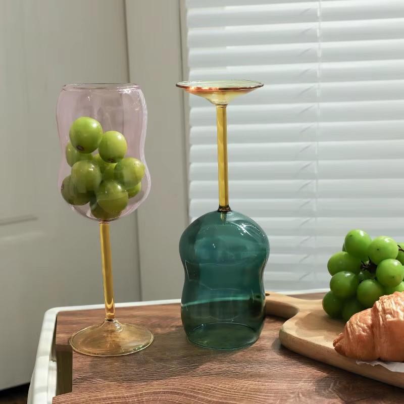 Multicolour Goblet Glass Cup Cocktai Coffee Champagne Wine Cups Whisky Milk Glasses Ice Cream Dessert Cup Home Party Stemware
