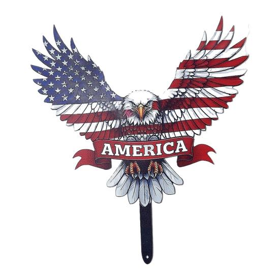 Fourth of July Garden Stake Stars And Stripes Eagle Yard Art Stake American Patriotic Stake for Backyard Lawn Decoration