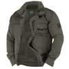 Men's Solid Color Fleece Workwear Casual Loose Button Lapel Pocket Long Sleeve Jacket Shirt