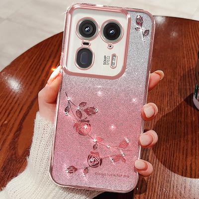 KADEM For Motorola Edge 50 Ultra 5G/Moto X50 Ultra 5G Case TPU Glitter Flower Phone Cover